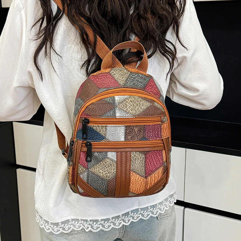Fashion Backpack Women - Sac à dos patchwork pour femme,